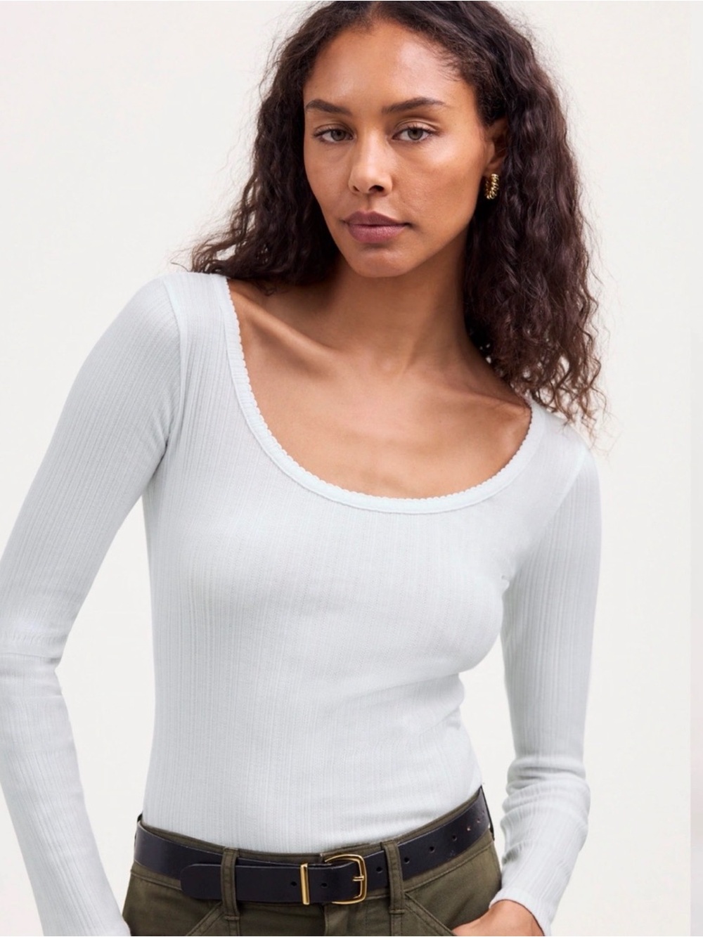 NWT Madewell Pointelle Long-Sleeve Scoopneck Tee